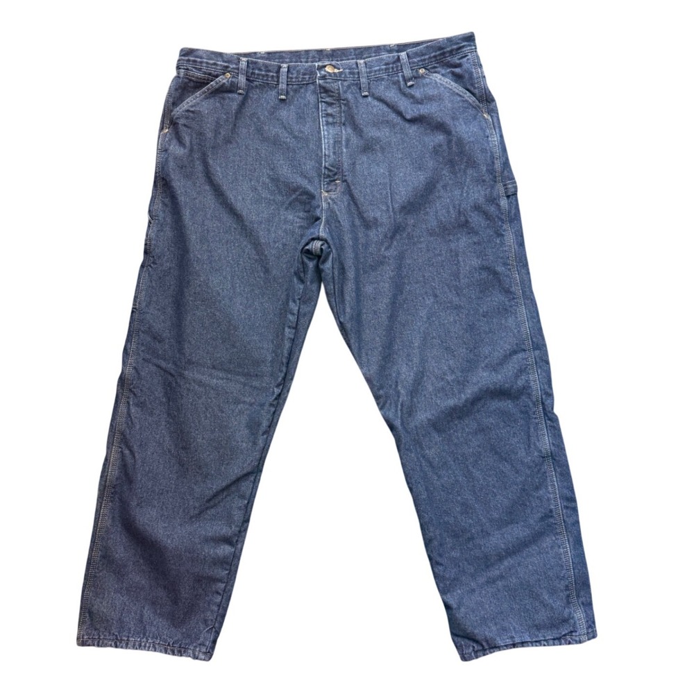 Wrangler Carpenter Jeans Men 44x32 Blue Fleece Lined Denim Work Pants Utility